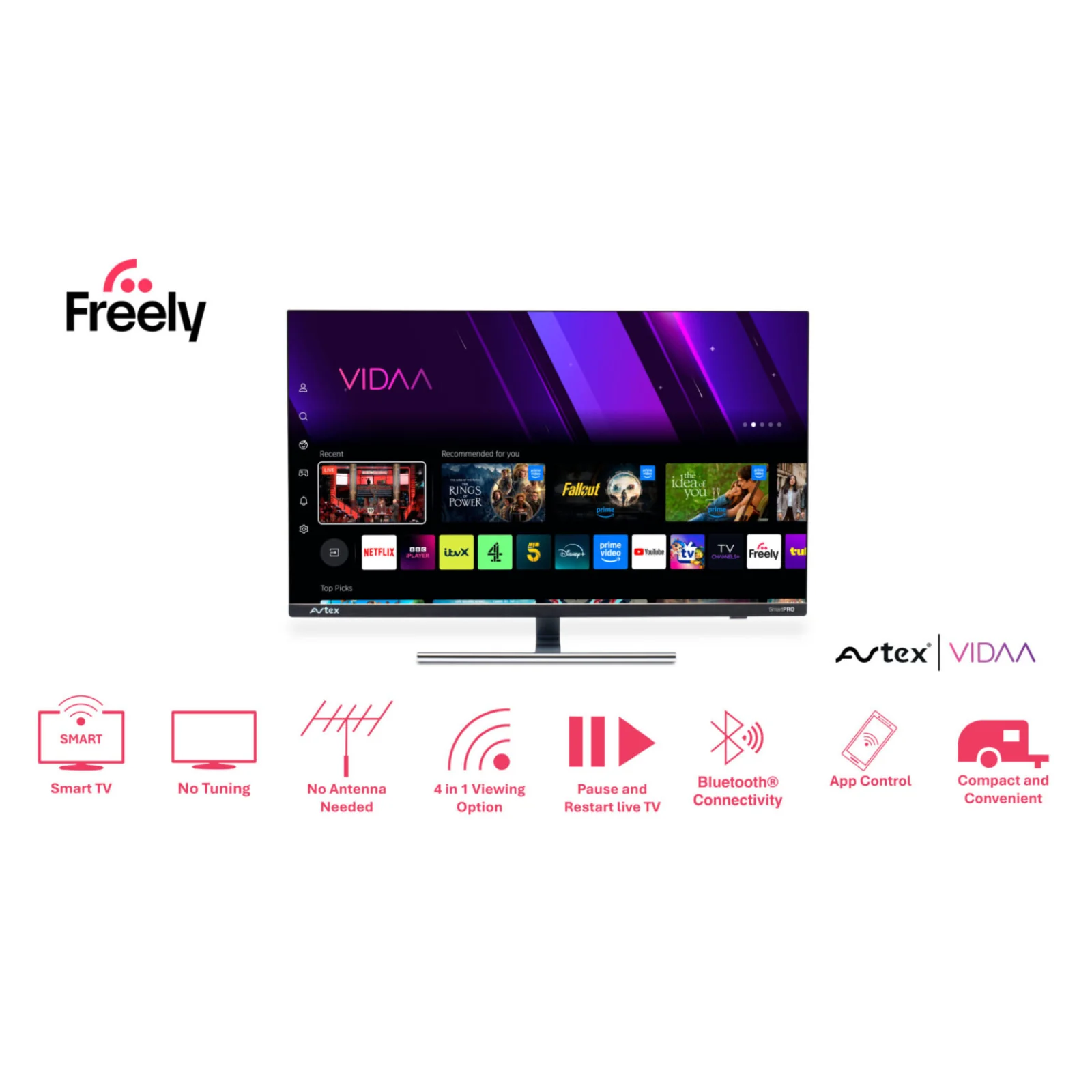 Avtex SmartPRO 27" HD TV 12v Freely Television Satellite Decoder Apps Wi-Fi - Image 10
