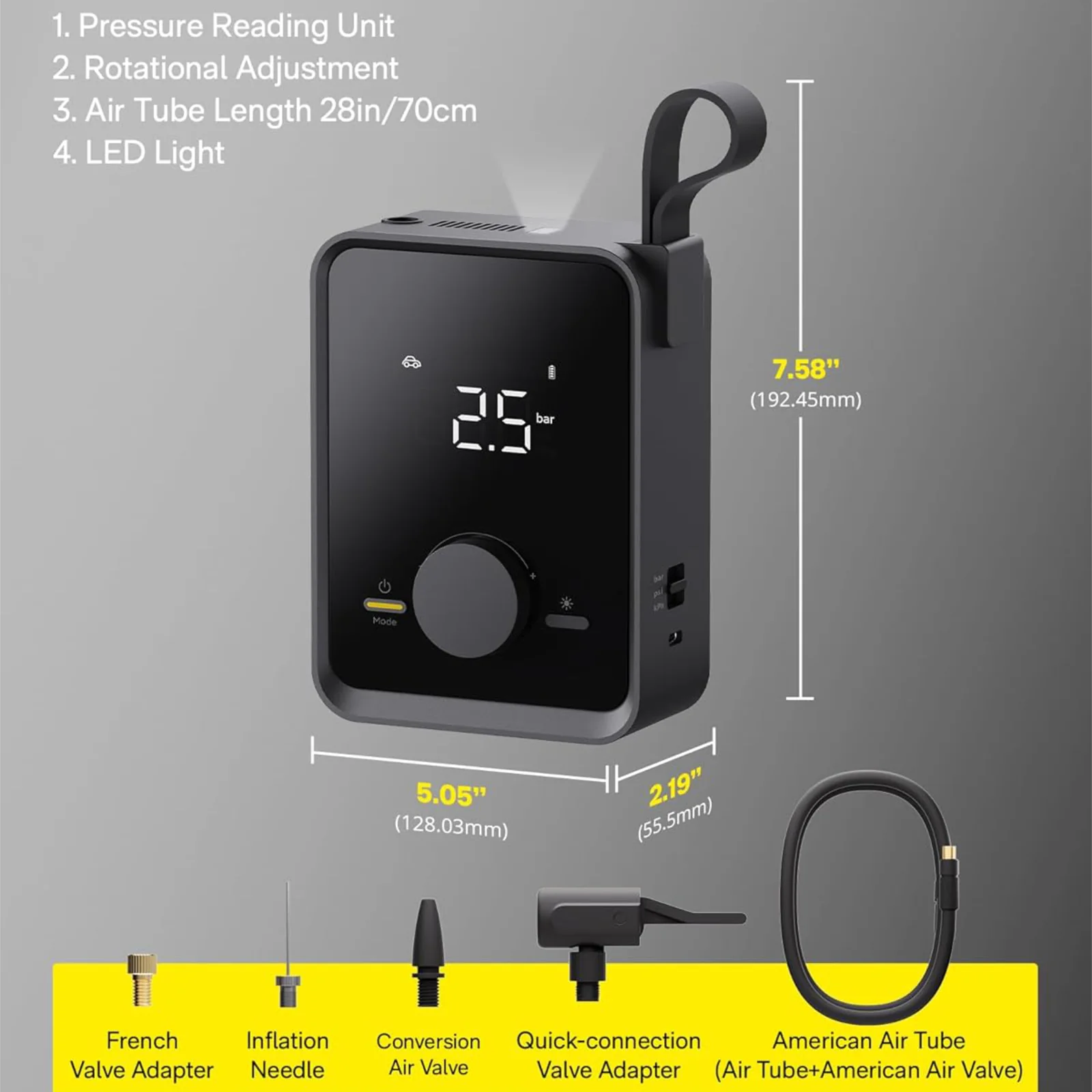 Hoto Air Pump Pro Compressor Portable Tyre Inflator Car Motorcycle Bike MTB Ball - Image 7