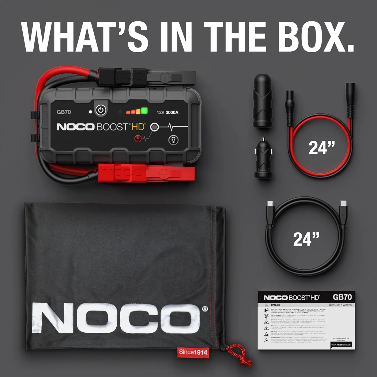 NOCO Boost GB70 2000A UltraSafe Jump Starter Power Pack 12V Car Battery Booster - Image 6