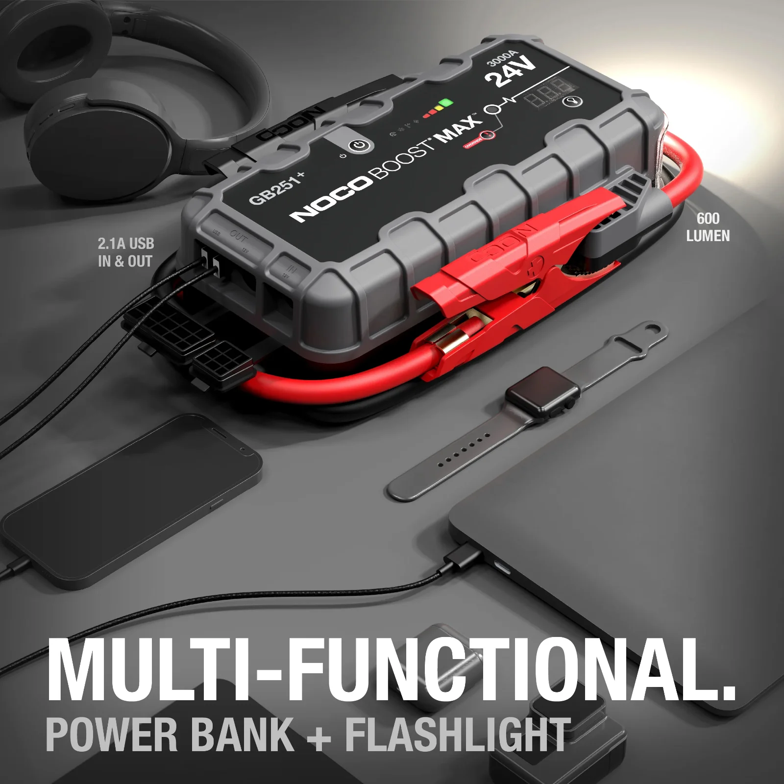 NOCO Boost Max GB251+ 3000 UltraSafe Jump Starter Power 24V Battery Booster - Image 3