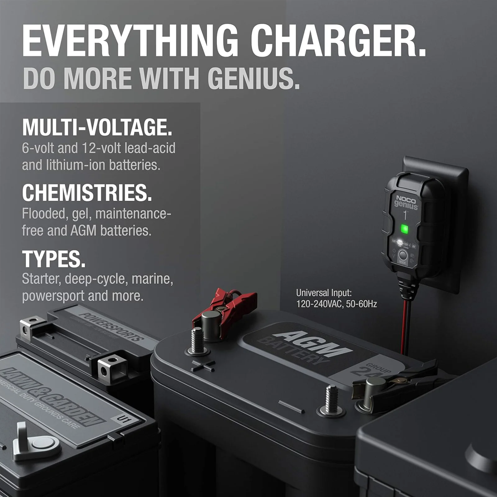 NOCO Genius1 6V/12V 1A Smart Battery Trickle Charger Maintainer Desulfator - Image 2