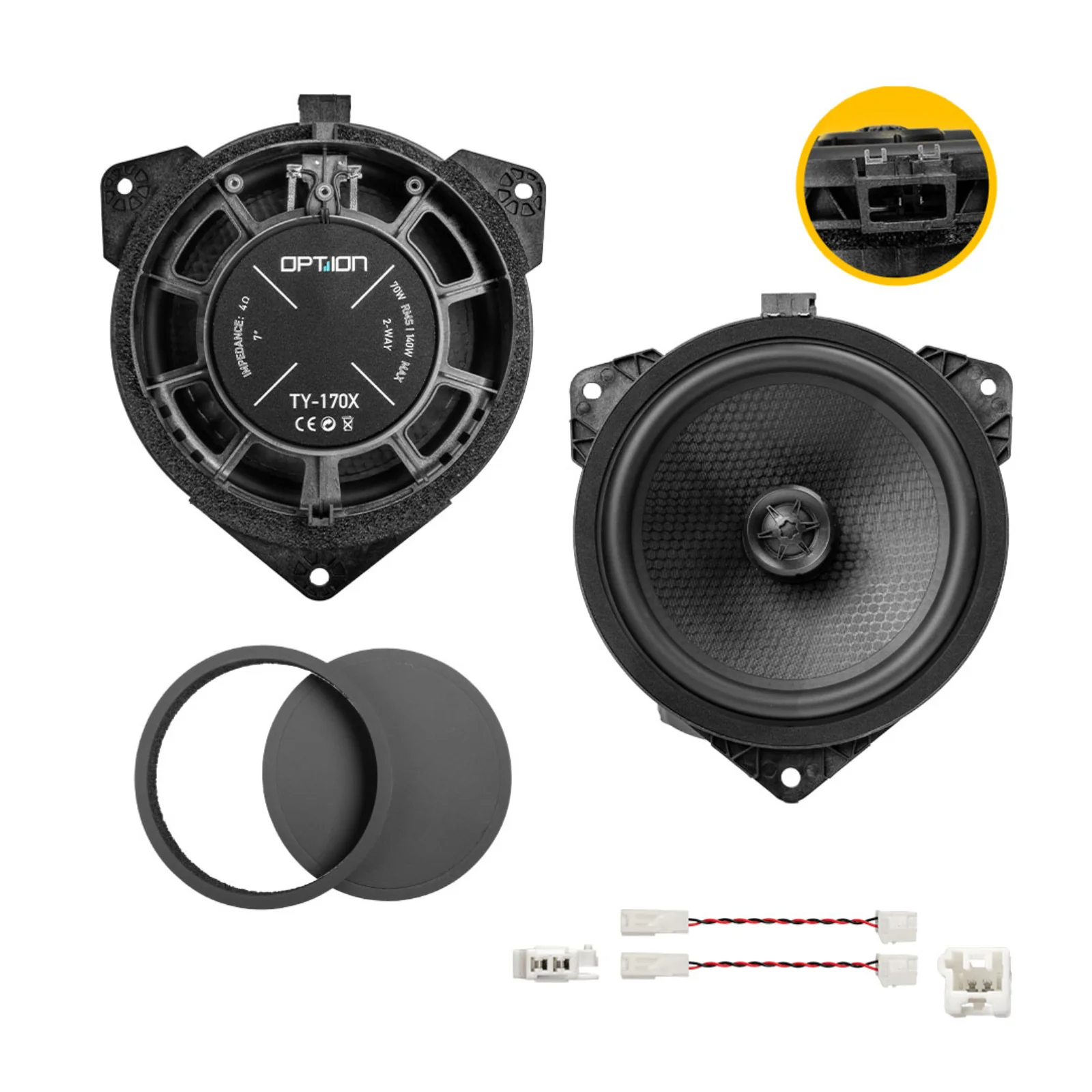 Option Audio TY-170X Plug & Play Coaxial Speakers for Toyota Lexus BYD Sealion - Image 2