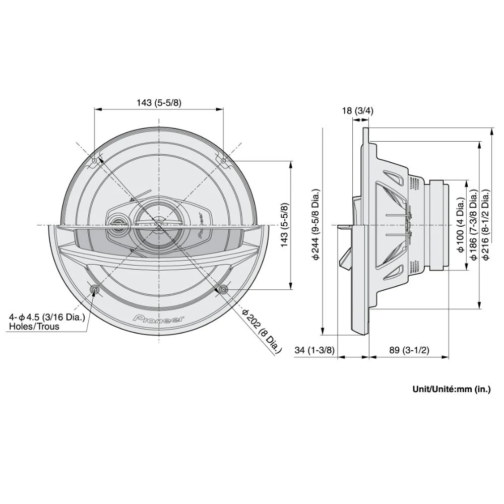Pioneer TS-A2013I Speakers 8” 20cm 3 Way Car Door Shelf Coaxial System 80w RMS - Image 3