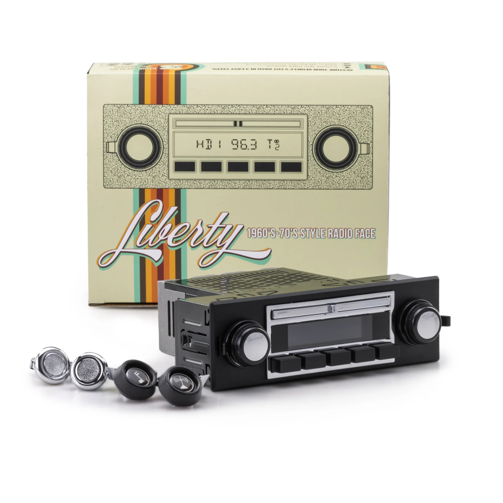 RetroSound Liberty Motor 1 Bluetooth Radio FM Black & Chrome Classic Car Stereo - Image 6