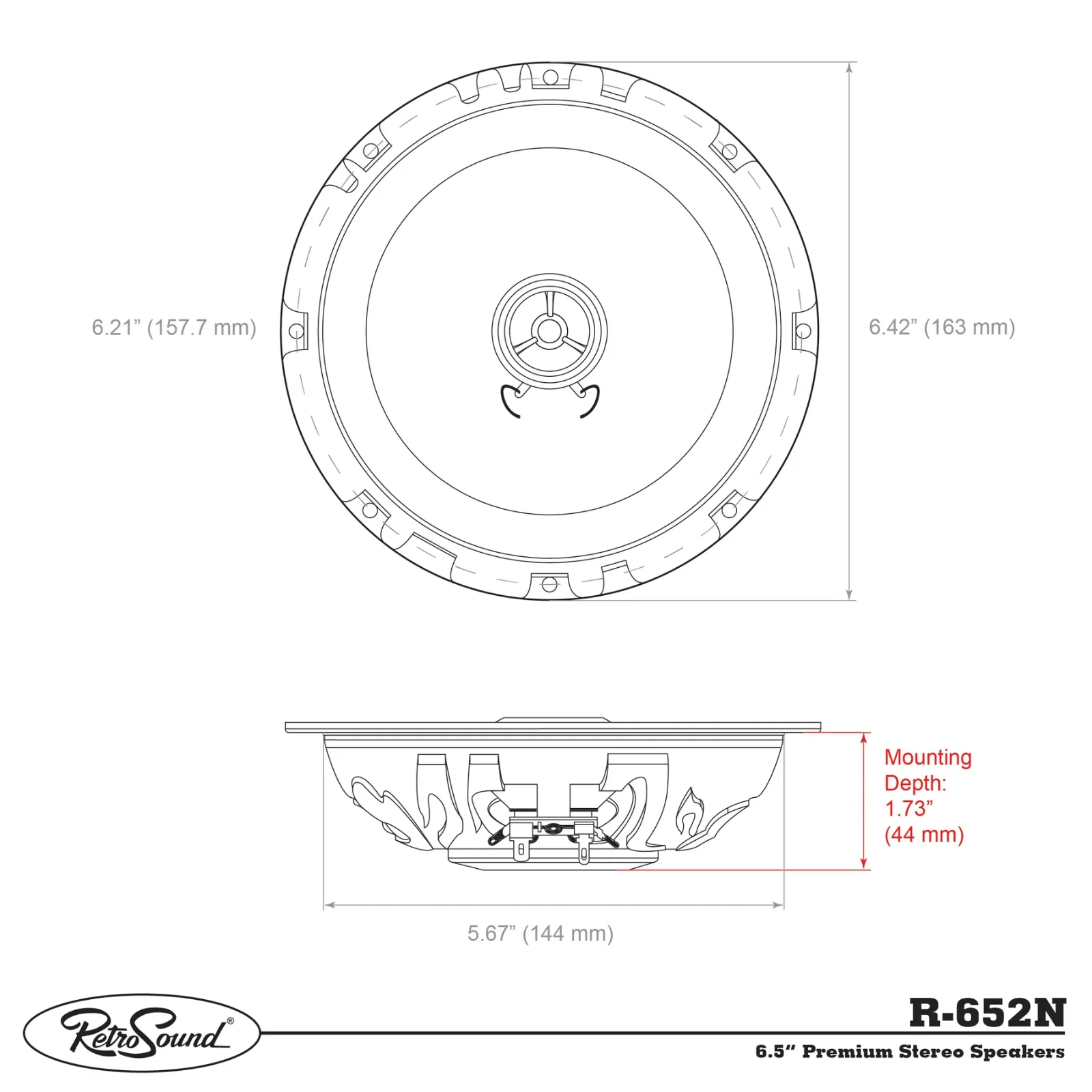 RetroSound Premium Stereo Speakers 6.5 Inch with Grills Sold as a Pair 50w RMS - Image 7