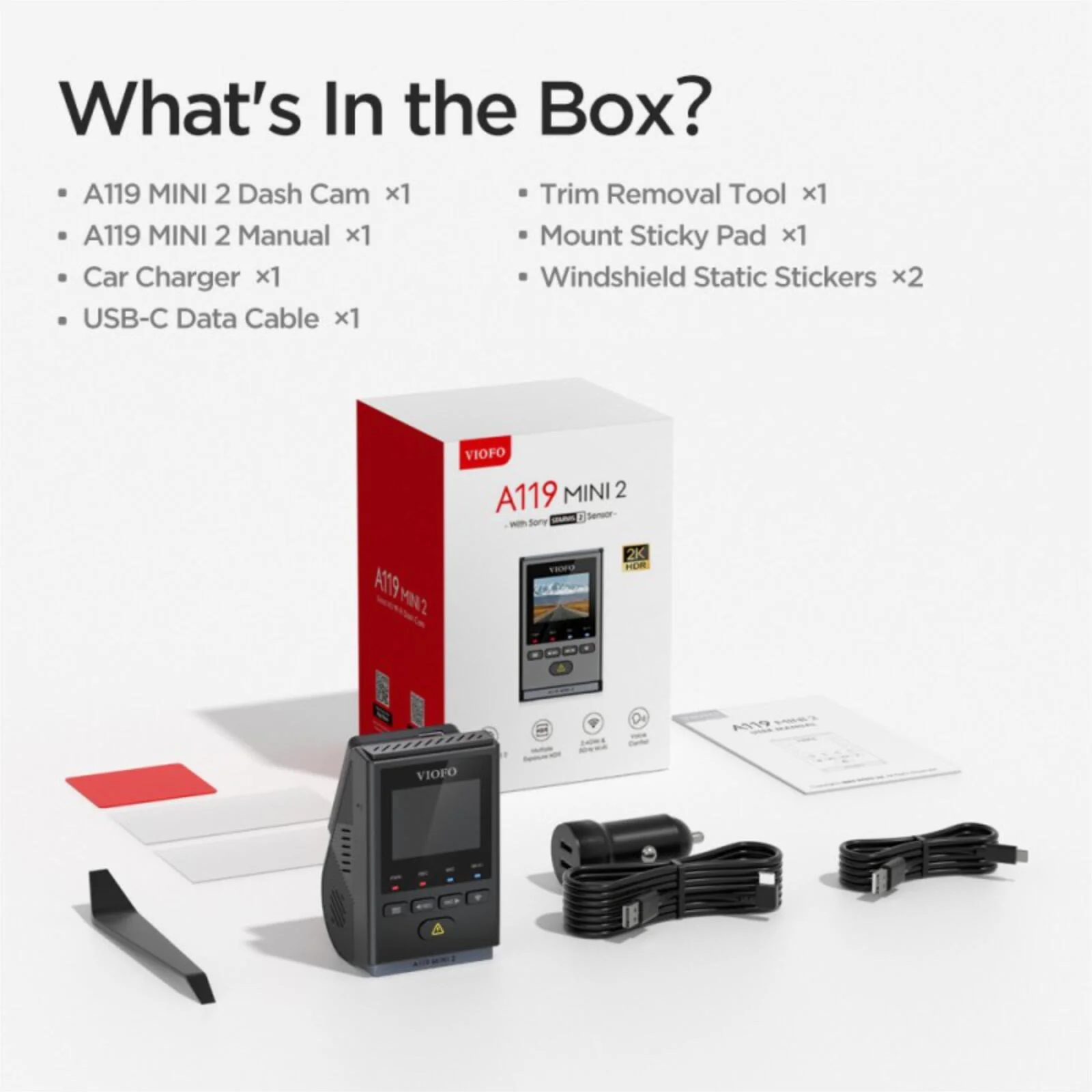 Viofo A119 Mini 2 Dash Cam Front 1 Channel 2K Quad HD 5MP Starvis 2 GPS Camera - Image 11