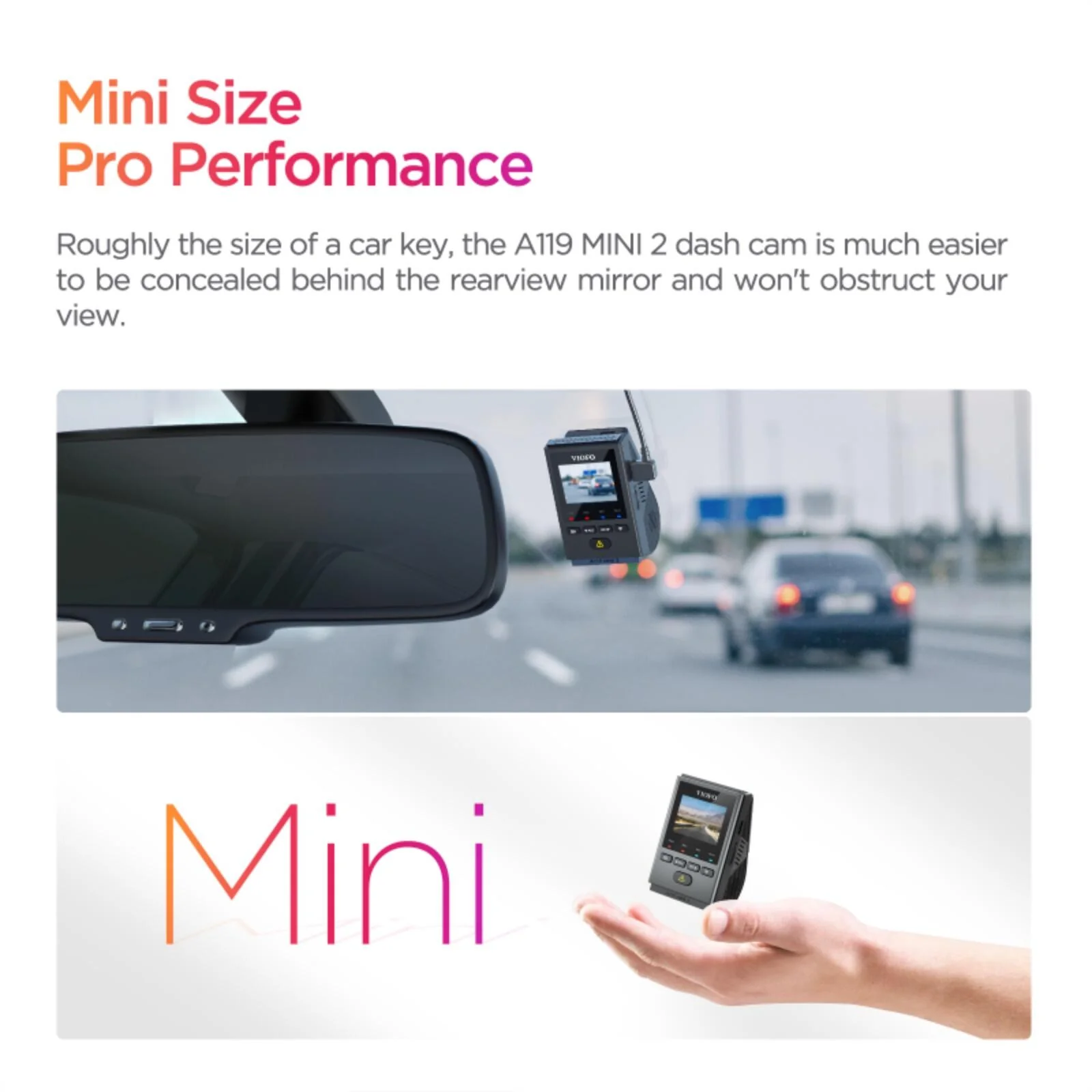 Viofo A119 Mini 2 Dash Cam Front 1 Channel 2K Quad HD 5MP Starvis 2 GPS Camera - Image 8