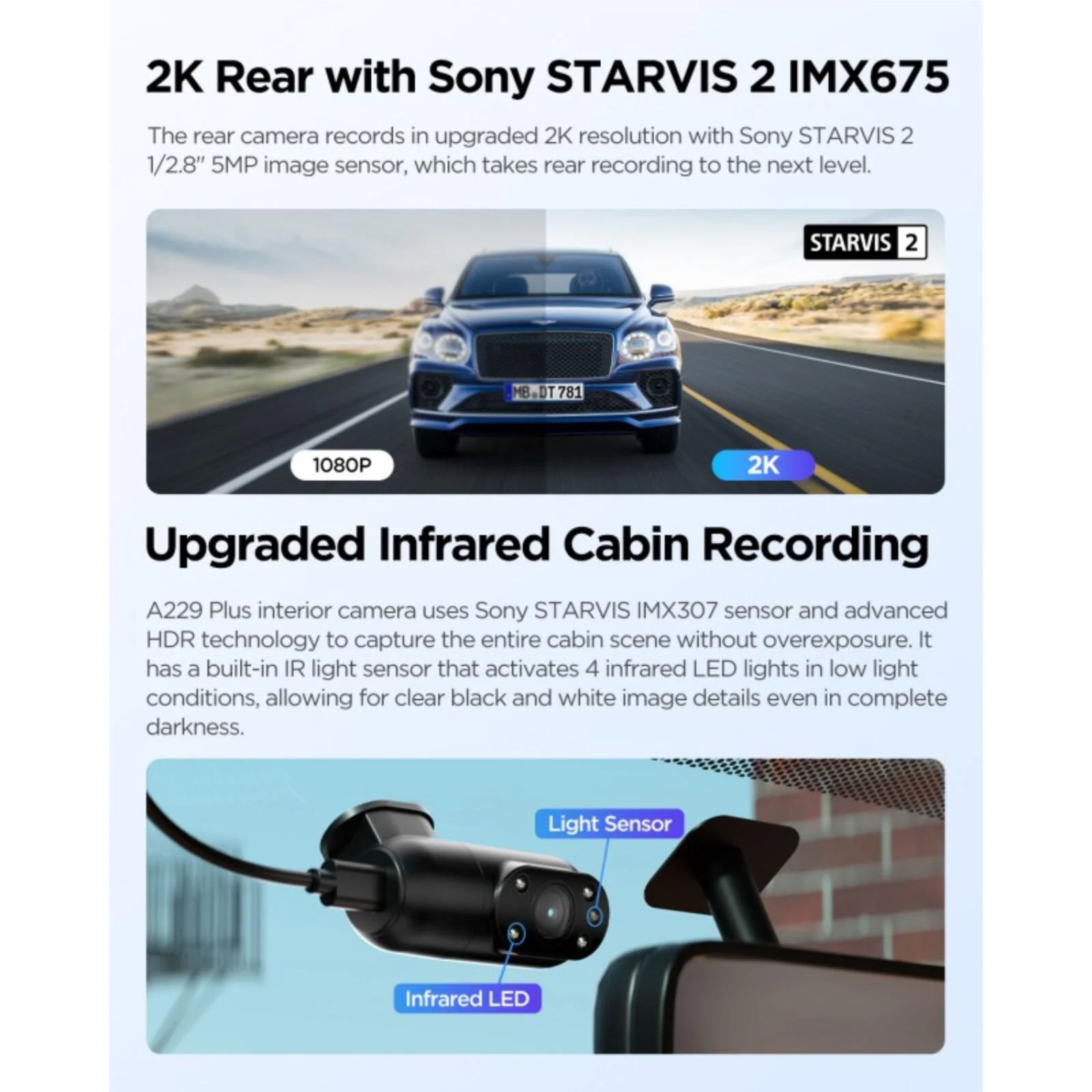 Viofo A229 Plus 3CH Dash Cam 2K Front & Rear Starvis 2 GPS WIFI HDR Taxi Camera - Image 4
