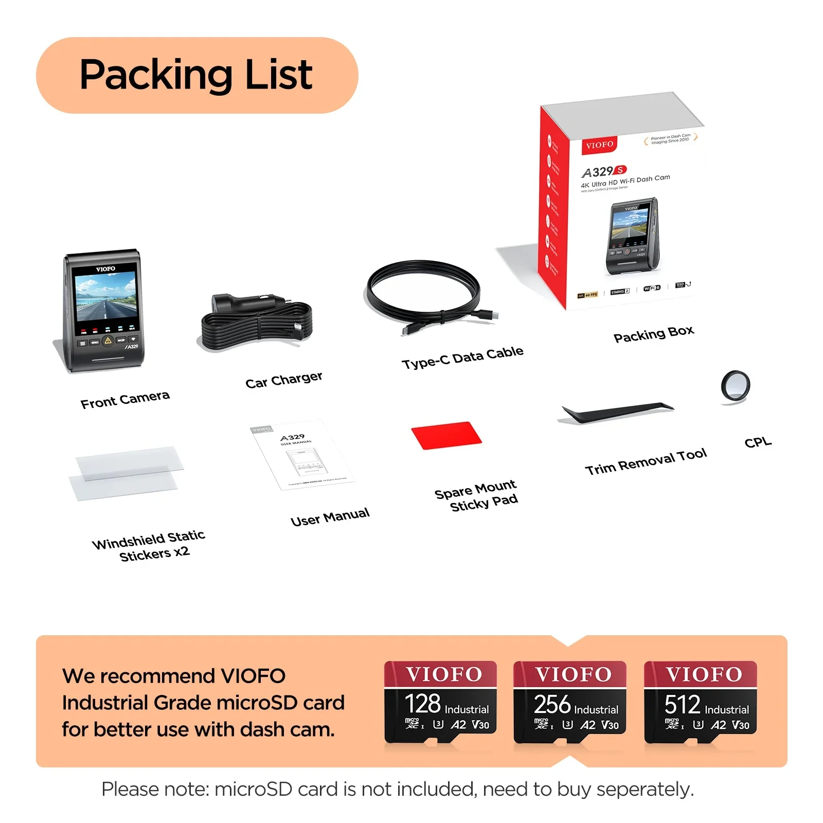 Viofo A329S 1CH Dash Cam 4K 60FPS Front Sony Starvis 2 GPS WIFI HDR Camera - Image 8
