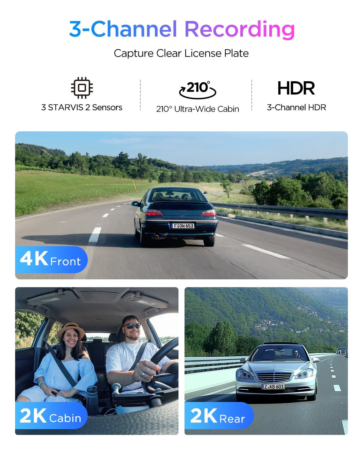 Viofo A329S 3CH Dash Cam 4K Front 2K Rear 2K Cabin Starvis 2 GPS WIFI HDR Camera - Image 11
