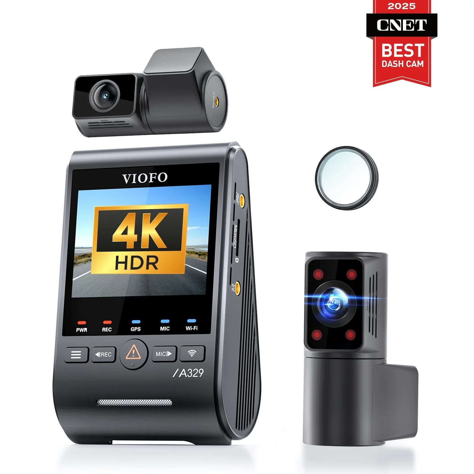 Viofo A329S 3CH Dash Cam 4K Front 2K Rear 2K Cabin Starvis 2 GPS WIFI HDR Camera - Image 4