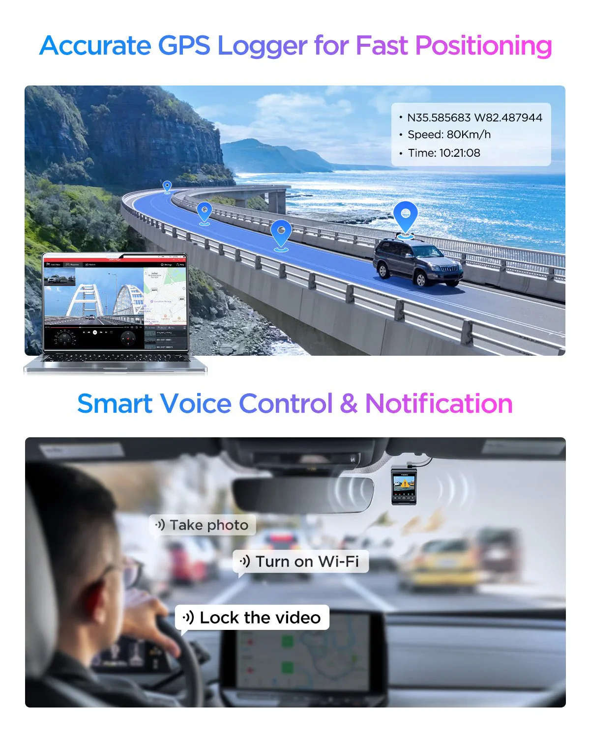 Viofo A329S 3CH Dash Cam 4K Front 2K Rear 2K Cabin Starvis 2 GPS WIFI HDR Camera - Image 7